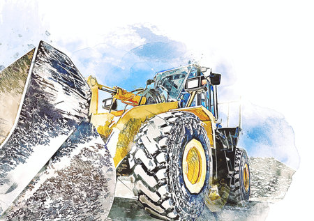 Excavator illustration color isolated art work