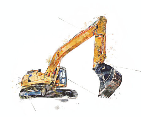 Excavator illustration color isolated art workの写真素材