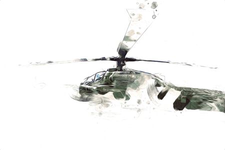 military helicopter drawing illustration art vintageの写真素材