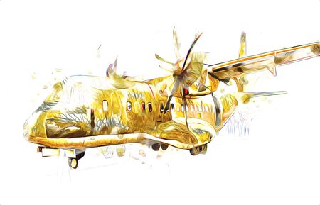 American jet fighter aircraft drawing illustration art vintageの写真素材