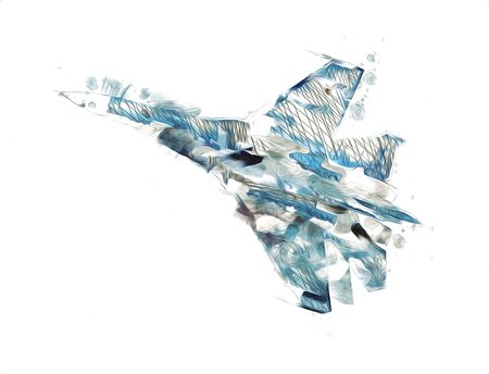 American jet fighter aircraft drawing illustration art vintageの写真素材