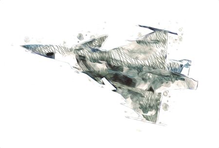 American jet fighter aircraft drawing illustration art vintageの写真素材
