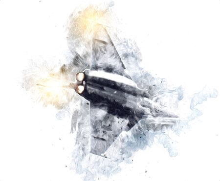 American jet fighter aircraft drawing illustration art vintageの写真素材