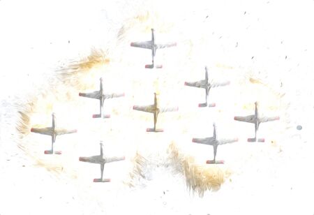 American jet fighter aircraft drawing illustration art vintageの写真素材