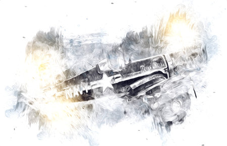 American jet fighter aircraft drawing illustration art vintage