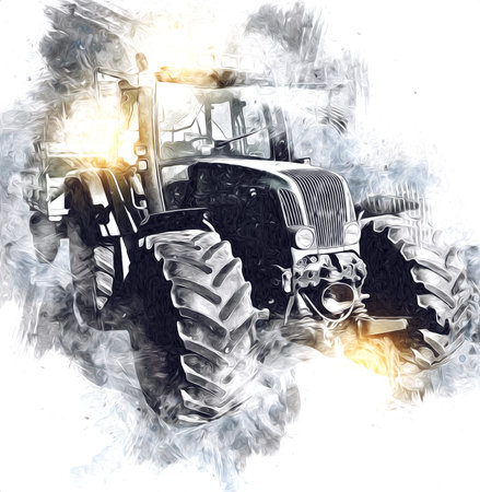 Agricultural tractor illustration