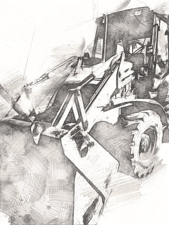 Excavator tractor illustration