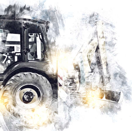 Excavator tractor illustrationの写真素材