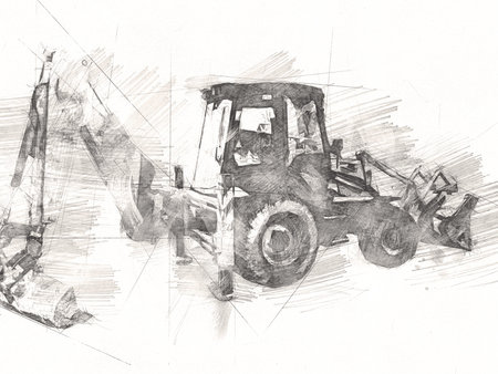 Excavator tractor illustration