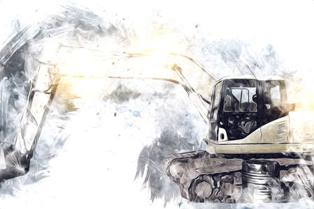 Excavator illustration color isolated art workの写真素材