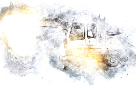 Excavator illustration color isolated art workの写真素材