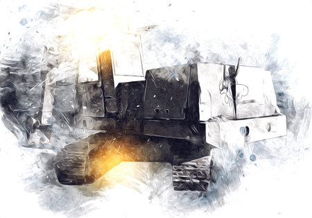 Excavator illustration color isolated art workの写真素材