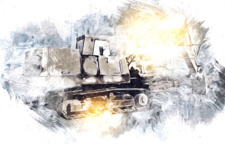 Excavator illustration color isolated art workの写真素材