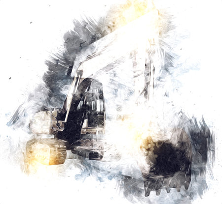 Excavator illustration color isolated art work
