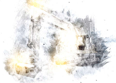 Excavator illustration color isolated art workの写真素材