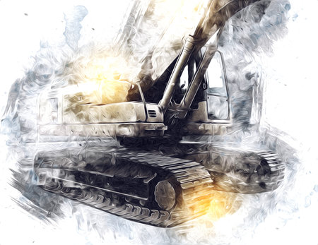 Excavator illustration color isolated art work