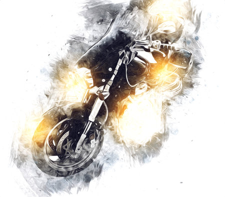 Motor cycle llustration color isolated art vintage retroの写真素材