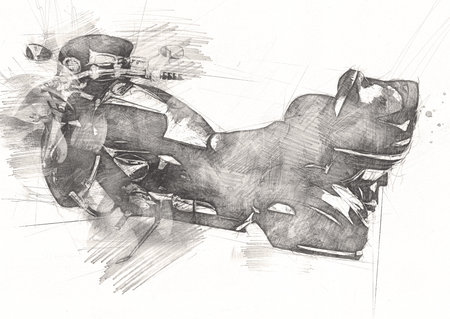 Motor cycle llustration color isolated art vintage retroの写真素材