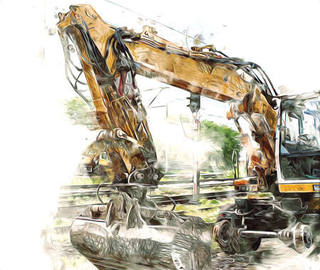Excavator illustration color isolated art workの写真素材