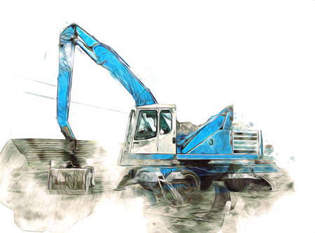 Excavator illustration color isolated art workの写真素材
