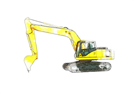 Excavator illustration color isolated art work