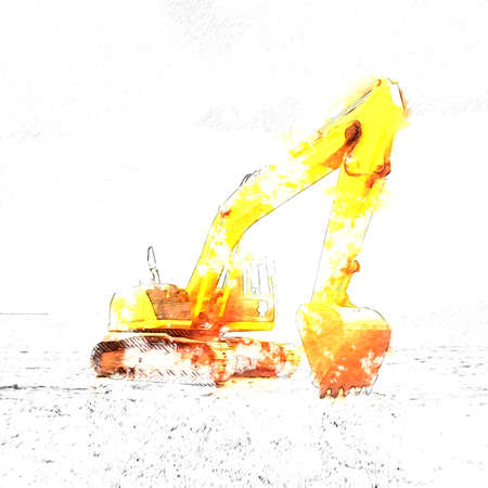 Excavator illustration color isolated art workの写真素材