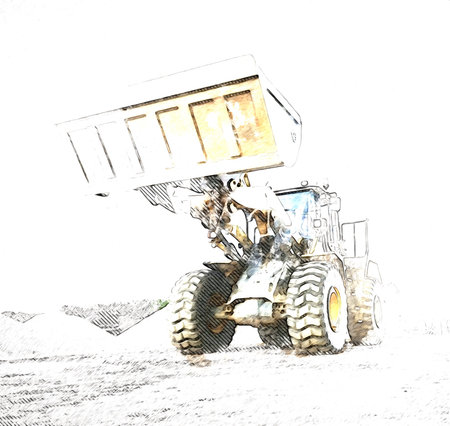 Excavator illustration color isolated art work