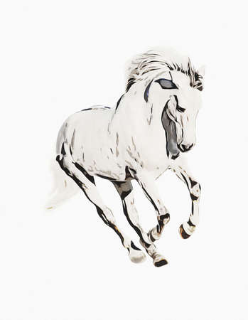 Colorful horse art illustration grunge paintingの写真素材