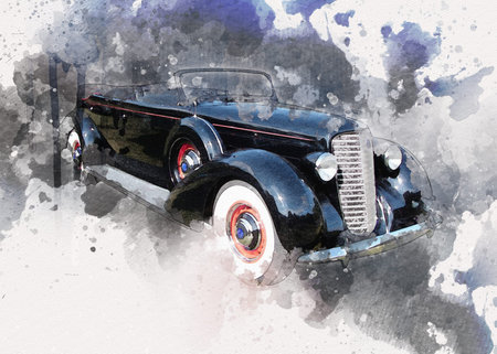 Vintage Retro Classic Old Car Illustration