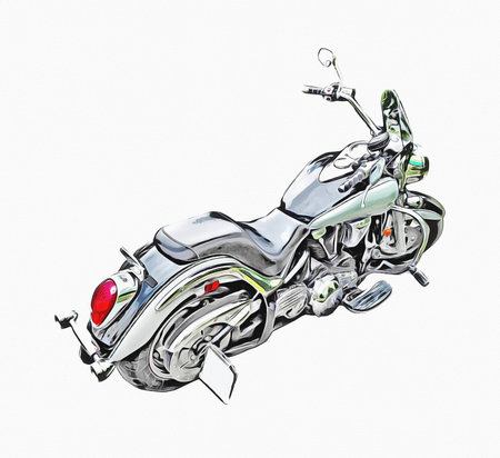 Motor cycle llustration color isolated art vintage retroの写真素材