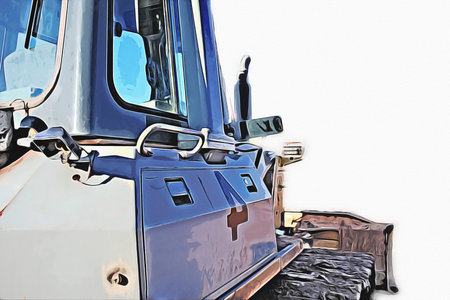 Bulldozer illustration color art grunge drawing vintage