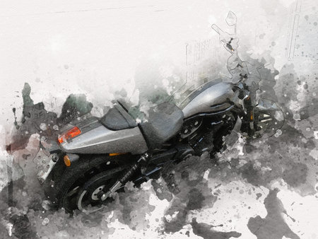 Motor cycle llustration color isolated art vintage retroの写真素材