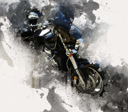 Motor cycle llustration color isolated art vintage retroの写真素材