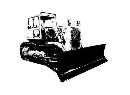 Bulldozer illustration color art grunge drawing vintageの写真素材