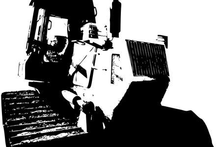 Bulldozer illustration color art grunge drawing vintageの写真素材