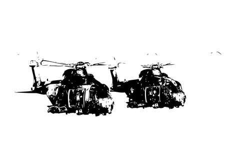 military helicopter drawing illustration art vintageの写真素材