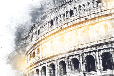 Rome Italy art drawing sketch illustration fun design vintage retroの写真素材