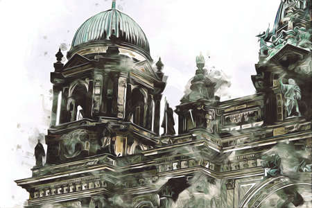 Berlin art drawing sketch illustration fun design vintage retroの写真素材