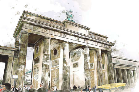 Berlin art drawing sketch illustration fun design vintage retroの写真素材