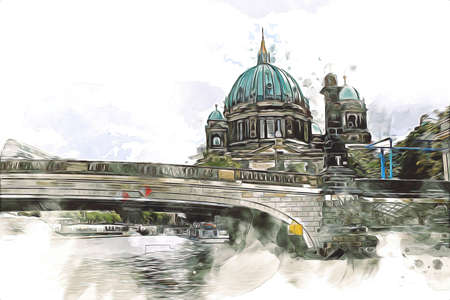 Berlin art drawing sketch illustration fun design vintage retroの写真素材