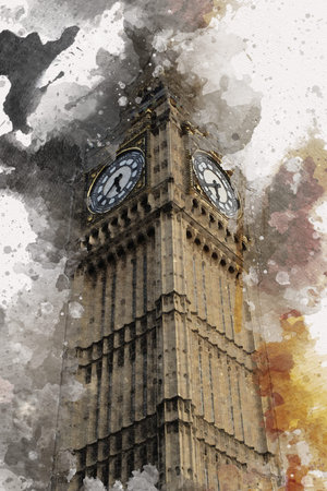 London big ben art drawing sketch illustration fun design vintage retro