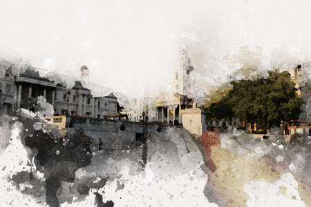 London big ben art drawing sketch illustration fun design vintage retroの写真素材