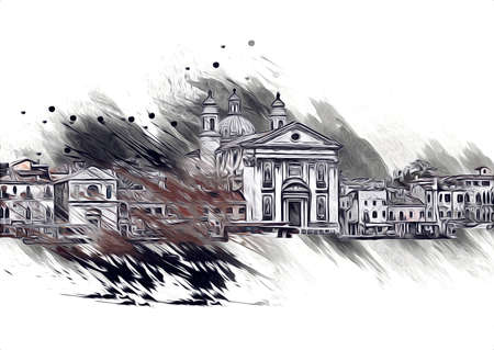 Venice art drawing sketch illustration fun design vintage retroの写真素材