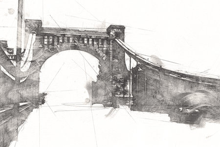 Wroclaw city poland retro vintage art drawing sketch illustration