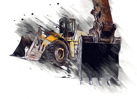 Excavator illustration color isolated art work