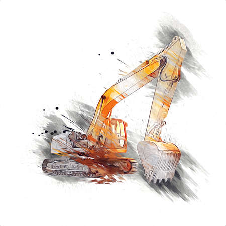 Excavator illustration color isolated art workの写真素材