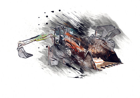 Excavator illustration color isolated art work