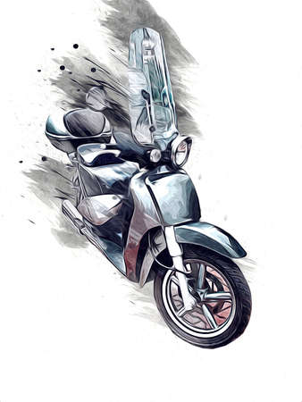 Motor cycle llustration color isolated art vintage retroの写真素材