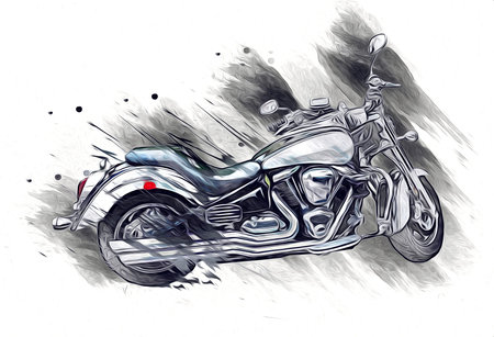 Motor cycle llustration color isolated art vintage retro