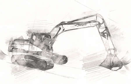 Excavator illustration color isolated art workの写真素材